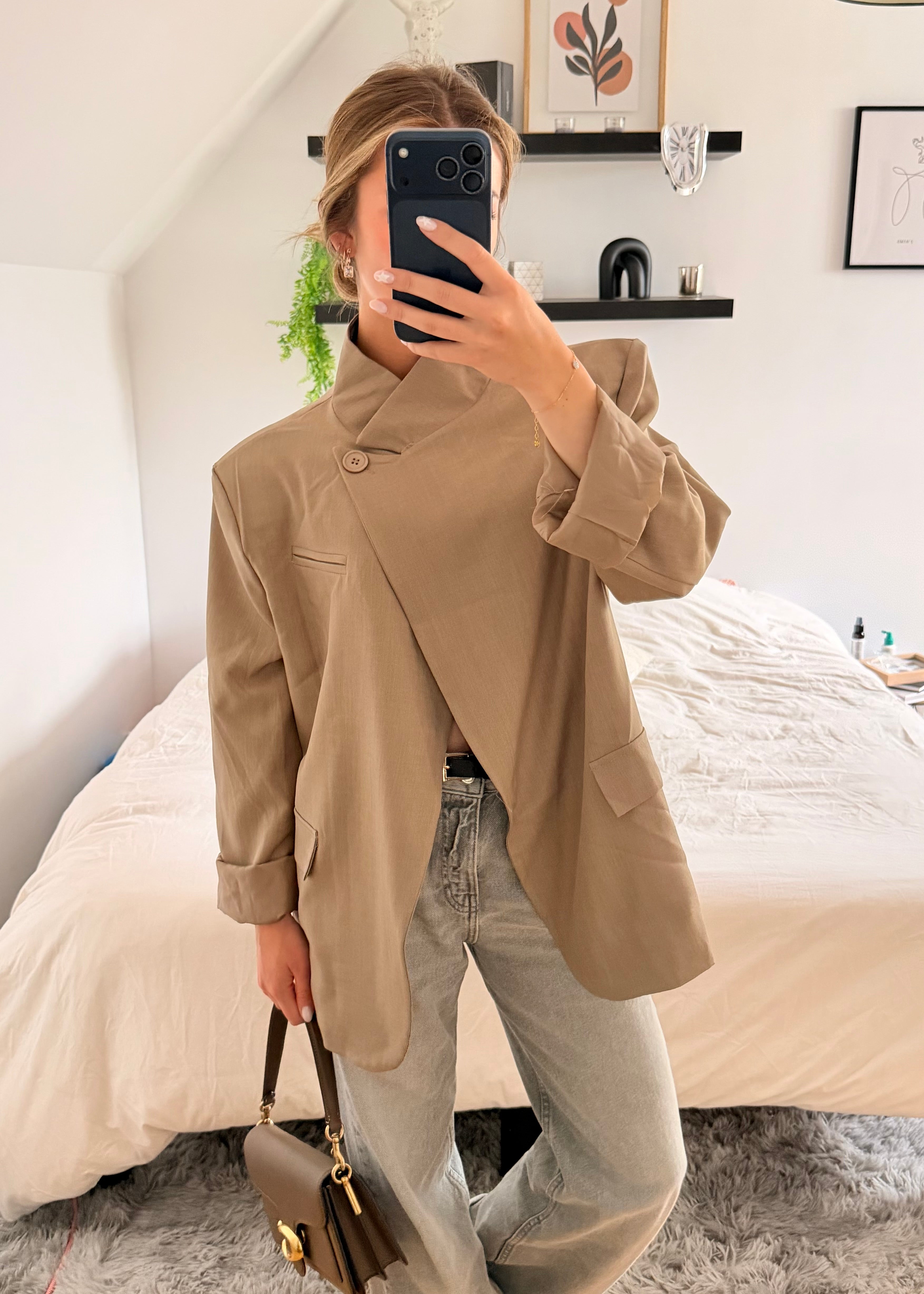 Blazer asymétrique (taupe)